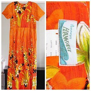 Vintage 1960s - Penney's Hawaii Short Sleeve Maxi Dress Muu Muu - sz 10 Small